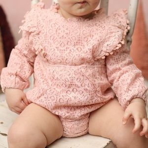 Pink lace long sleeve onesie 12-18 months